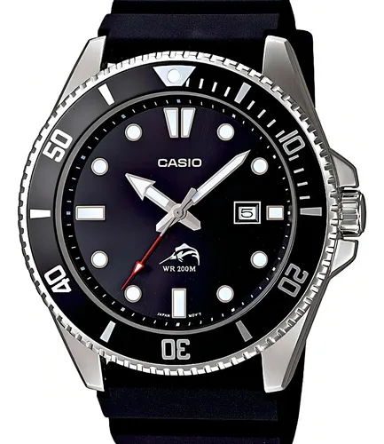 Relógio de pulso Casio MDV-106 com corria de resina cor preto - bisel preto/branco