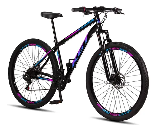 Bicicleta Aro 29 Aço Carbono Freios A Disco Suspensão 21 Vel Preto - Azul - Rosa 17