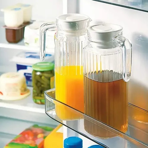 Kit 2 Jarras de Vidro 1 Litro com Tampa – Suco Água Geladeira Transparente