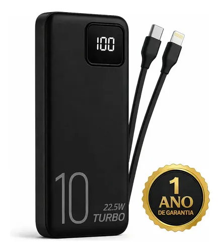 Carregador Portátil Power Bank Turbo voo transporte aéreo 10000mah Universal Para iPhone Samsung Motorola Xiaomi 22.5w Com Display Digital Dtimp