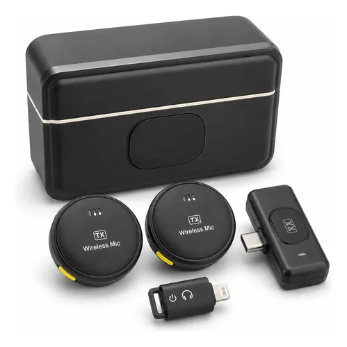 Microfone Lapela Sem Fio Tipo C Duplo Anti-ruído Para Vídeo